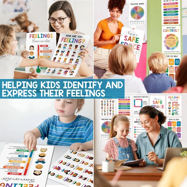 Alt view image 4 of 6 - Mental Health Posters for Kids, 10 Pack 10x14 Therapy Office Decor Feeling Wheel Poster, What Can I Control, Emotions Inspirational Wall Art, Classroom School Counselor Psychologist Decor