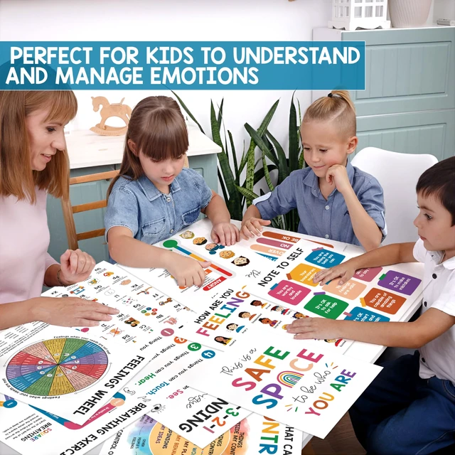 Alt view image 3 of 6 - Mental Health Posters for Kids, 10 Pack 10x14 Therapy Office Decor Feeling Wheel Poster, What Can I Control, Emotions Inspirational Wall Art, Classroom School Counselor Psychologist Decor
