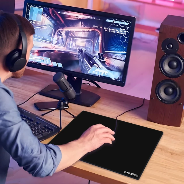 Alt view image 7 of 7 - Glass Mousepad with Hard Surface for Gaming, Ultra Smooth Mouse Mat, Water-Resistant Large Mouse Pad Precision Speed Control for Esport Games/Office, Black XL(15.7×19.6)