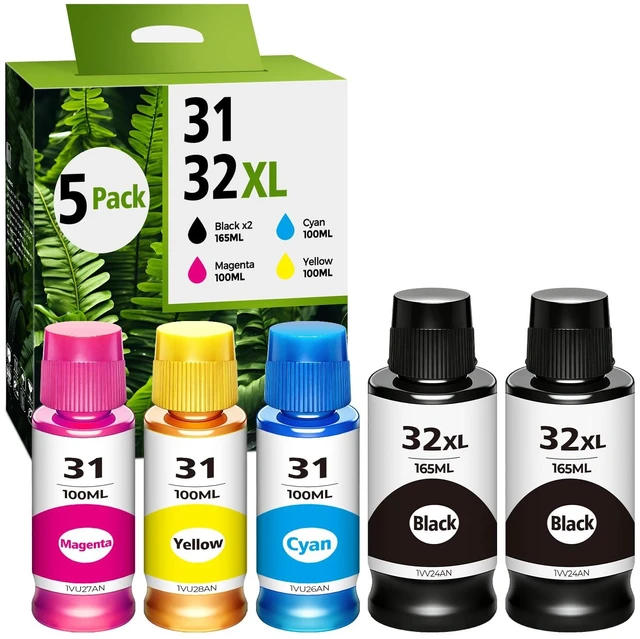 Main image of 32xl Black Ink Bottle 31 Smart Tank 5101 6001 5000 7602 7301 Ink Refill Compatible for HP 31 Ink Bottles Set for Ink 31 and 32xl Compatible for HP Smart Tank 7603 5100 5003 6003 651 7002 5000 7001