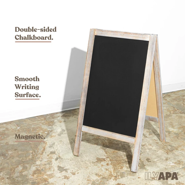 Alt view image 6 of 7 - A Frame Chalk Board Easel Sign 40x20 in - Sandwich Signs Outdoor Solid Wood A Frame Chalkboard Sign, Magnetic Double-Sided Blackboard Easel, Includes Chalk & Eraser