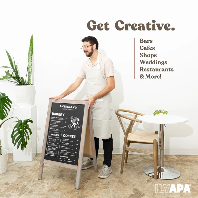 Alt view image 5 of 7 - A Frame Chalk Board Easel Sign 40x20 in - Sandwich Signs Outdoor Solid Wood A Frame Chalkboard Sign, Magnetic Double-Sided Blackboard Easel, Includes Chalk & Eraser