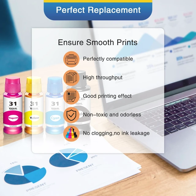 Alt view image 3 of 7 - 32xl Black Ink Bottle 31 Smart Tank 5101 6001 5000 7602 7301 Ink Refill Compatible for HP 31 Ink Bottles Set for Ink 31 and 32xl Compatible for HP Smart Tank 7603 5100 5003 6003 651 7002 5000 7001