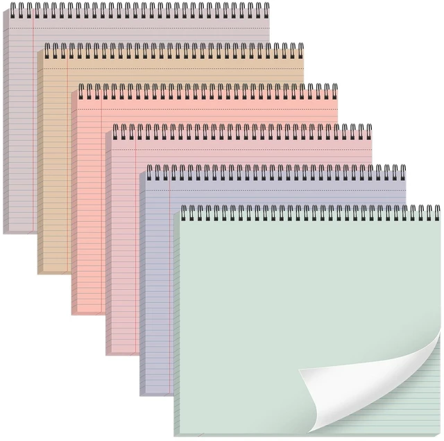 Main image of 6 Pack Landscape Legal Pads, 11 x 9.5 Inch, College Ruled Cute Color, 40 Sheets, 80GSM Lined Notepads,Punched Top Spiral Bound Notebooks for School,Office,Home