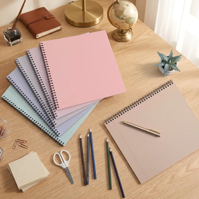 Alt view image 4 of 7 - 6 Pack Landscape Legal Pads, 11 x 9.5 Inch, College Ruled Cute Color, 40 Sheets, 80GSM Lined Notepads,Punched Top Spiral Bound Notebooks for School,Office,Home