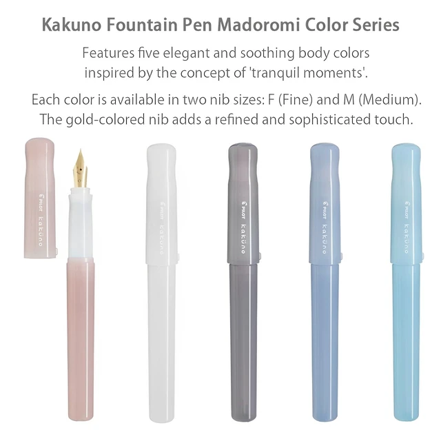 Alt view image 4 of 7 - Kakuno Fountain Pen Madoromi Color Series, Gold (Smiley Face) Fine Nib, Perfect for Beginners and Creative Expression, Pink, PFKA-1MDPF