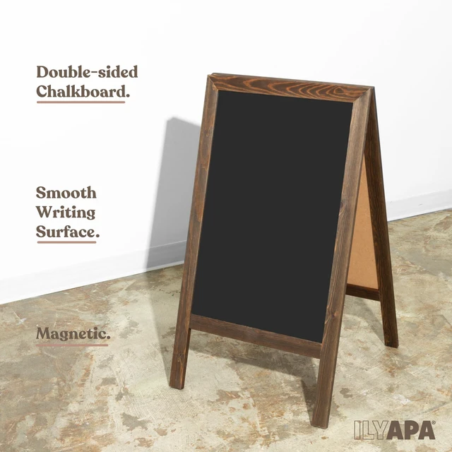 Alt view image 4 of 6 - A Frame Chalk Board Easel Sign 40x20 in - Sandwich Signs Outdoor Solid Wood A Frame Chalkboard Sign, Magnetic Double-Sided Blackboard Easel, Includes Chalk & Eraser