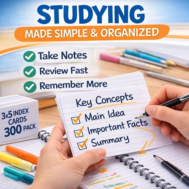 Alt view image 4 of 7 - Index Cards Bulk, 2400 Flash Cards (24 Packs of 100), Wide Ruled Notecard, Blank Back Note Cards, Lined Flashcards for Studying School Home and Office, Made in USA (3x5)