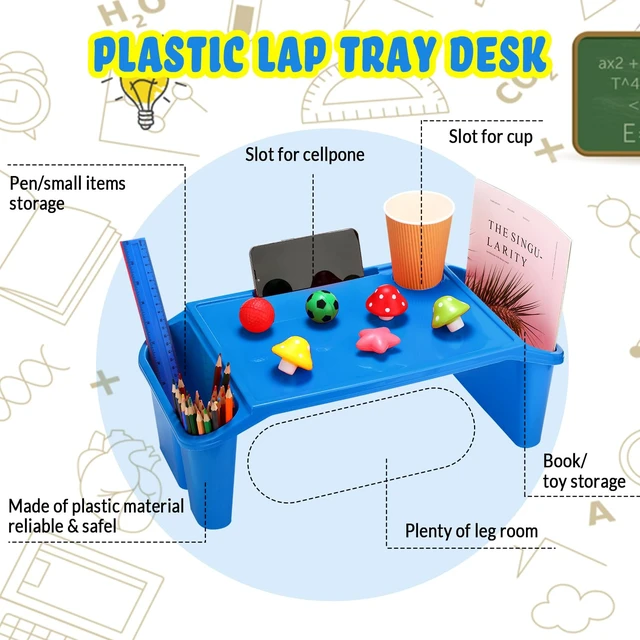Alt view image 2 of 7 - 12 Pack Kids Lap Desks with Storage, Plastic Lap Trays, Blue Red