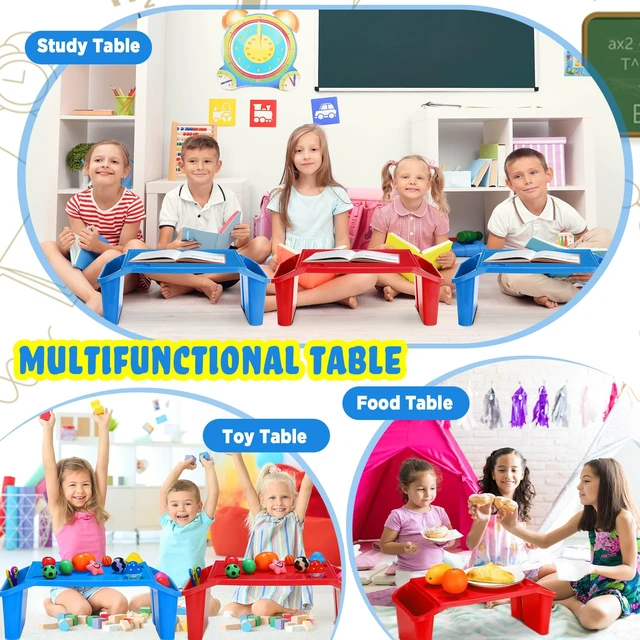 Alt view image 3 of 7 - 12 Pack Kids Lap Desks with Storage, Plastic Lap Trays, Blue Red