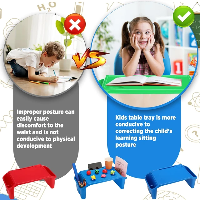 Alt view image 5 of 7 - 12 Pack Kids Lap Desks with Storage, Plastic Lap Trays, Blue Red