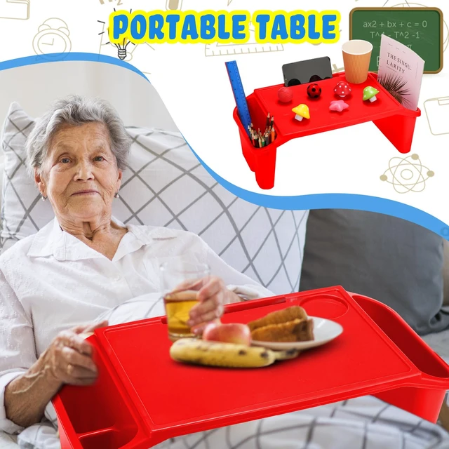 Alt view image 7 of 7 - 12 Pack Kids Lap Desks with Storage, Plastic Lap Trays, Blue Red