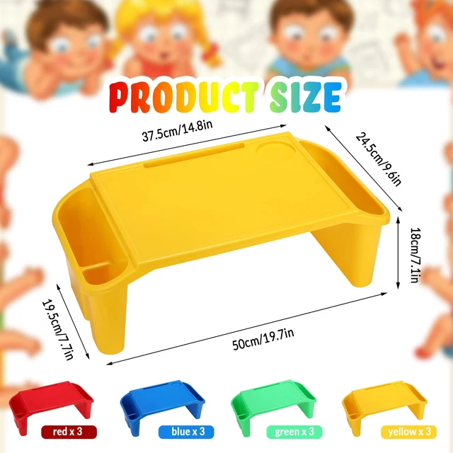 Alt view image 2 of 7 - 12 Pcs Kids Lap Desk Bulk Tray Lap Table Bed Table Plastic Desk with Extra Storage Space Activities Children Portable for Kids Students Work Study School Classroom(Colorful)