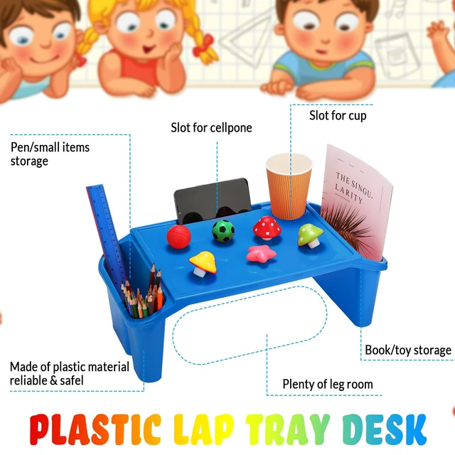 Alt view image 4 of 7 - 12 Pcs Kids Lap Desk Bulk Tray Lap Table Bed Table Plastic Desk with Extra Storage Space Activities Children Portable for Kids Students Work Study School Classroom(Colorful)