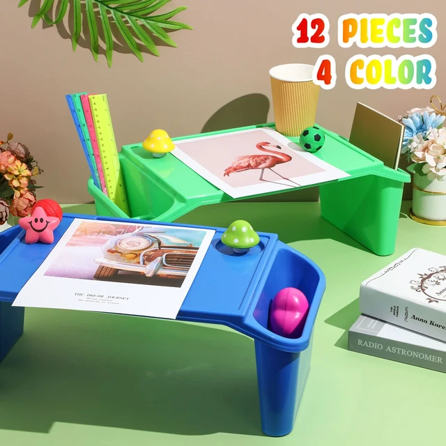 Alt view image 6 of 7 - 12 Pcs Kids Lap Desk Bulk Tray Lap Table Bed Table Plastic Desk with Extra Storage Space Activities Children Portable for Kids Students Work Study School Classroom(Colorful)