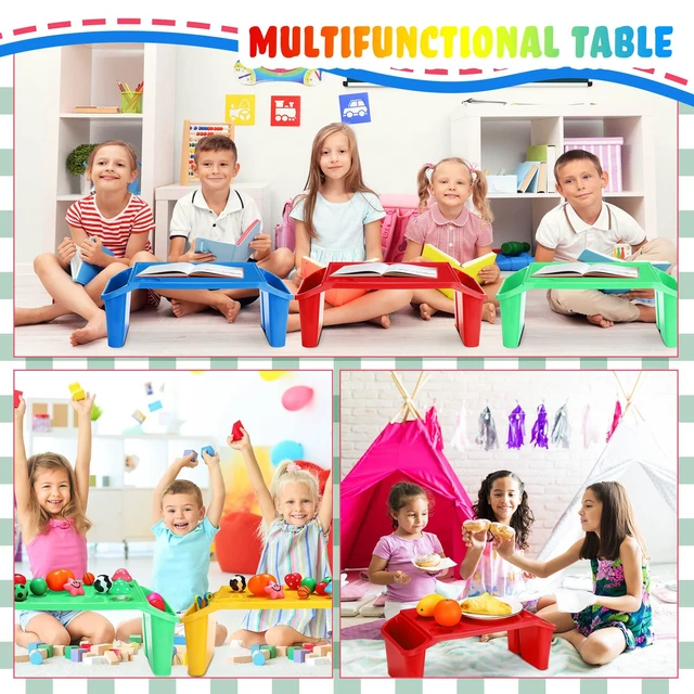 Alt view image 5 of 7 - 12 Pcs Kids Lap Desk Bulk Tray Lap Table Bed Table Plastic Desk with Extra Storage Space Activities Children Portable for Kids Students Work Study School Classroom(Colorful)
