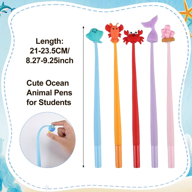 Alt view image 2 of 7 - 30 Ocean Animal Pens, Cute Prize Gifts for Kids Classroom 30 Styles, Soft Silicone Toppers, Stress-Relief Swing Design, Smooth Writing, Classroom Prizes, Birthday Gifts