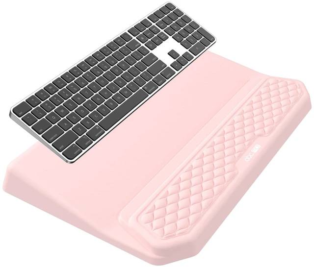 Main image of 2-in-1 Ergonomic Keyboard Stand with Wrist Rest, Pink Comfy Keyboard Riser Holder with Massage Design, Non-Slip Base, Pain Relief for Typing