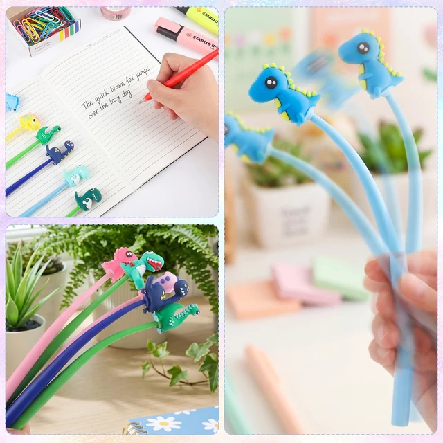 Alt view image 6 of 7 - 30 Pack Dinosaur Pens For Kids, Silicone Party Favor Pens Soft Grip, Assorted Dinosaur Toppers, Smooth Writing, Student Birthday Gifts from Teacher Birthday Party Favors