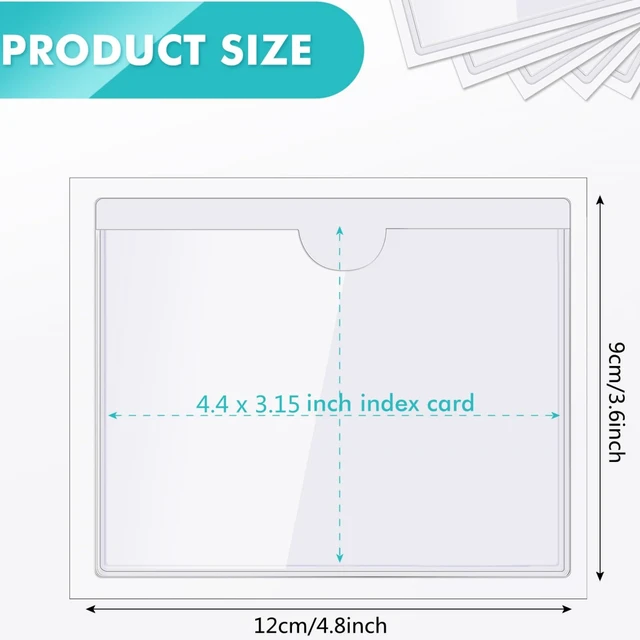 Alt view image 2 of 7 - 200 Pack 4.4 x 3.15 Inch Self Adhesive Label Pockets Bin Labels Bulk Plastic Holders Labels for Storage Bins, Waterproof Clear Index Card Sleeves, Classroom Nameplate Tote Photos Protect