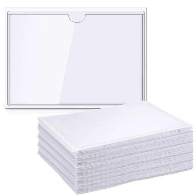 Alt view image 7 of 7 - 200 Pack 4.4 x 3.15 Inch Self Adhesive Label Pockets Bin Labels Bulk Plastic Holders Labels for Storage Bins, Waterproof Clear Index Card Sleeves, Classroom Nameplate Tote Photos Protect