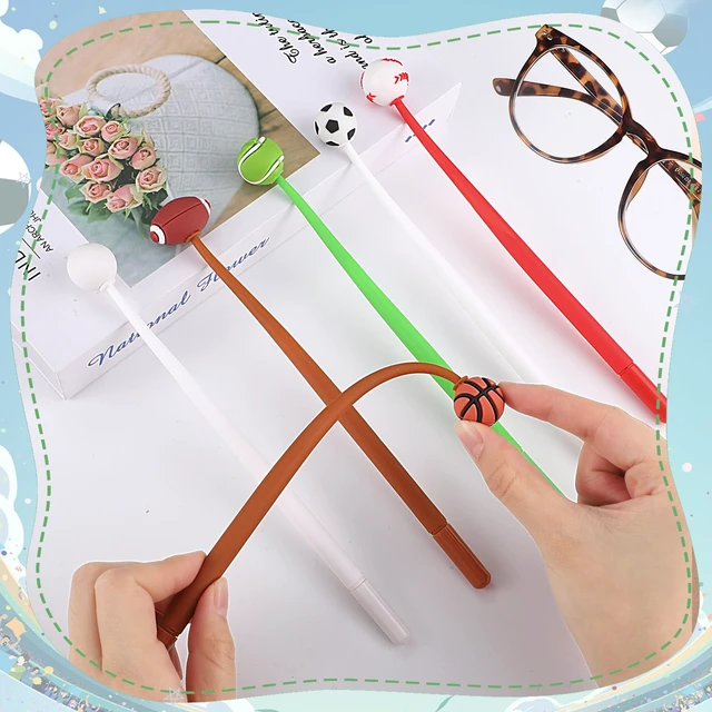 Alt view image 4 of 7 - 30 Pcs Sports Ball Pens For Kids, Classroom Prizes Party Favors Soft Silicone Toppers, 6 Ball Designs, Stress-Relief Swing Top, Smooth Writing, School Rewards, Birthday Giveaways