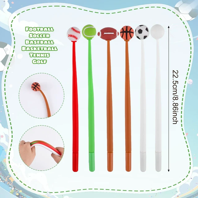 Alt view image 3 of 7 - 30 Pcs Sports Ball Pens For Kids, Classroom Prizes Party Favors Soft Silicone Toppers, 6 Ball Designs, Stress-Relief Swing Top, Smooth Writing, School Rewards, Birthday Giveaways