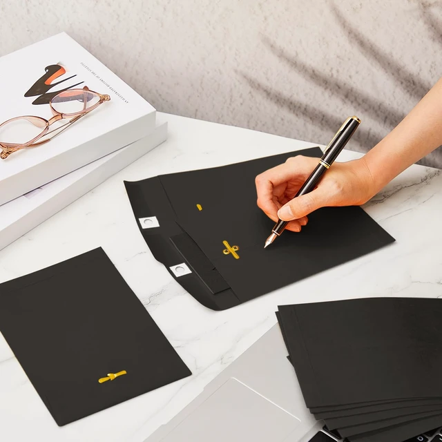Alt view image 5 of 7 - 200 Pcs 5 x 7 Inch Clasp Manilla Envelopes, Small Colored Kraft Envelopes with Gummed Clasp Closure for Weddings, Invitations, Greeting Cards, Mailing, Storing, Home Office Business (Black)