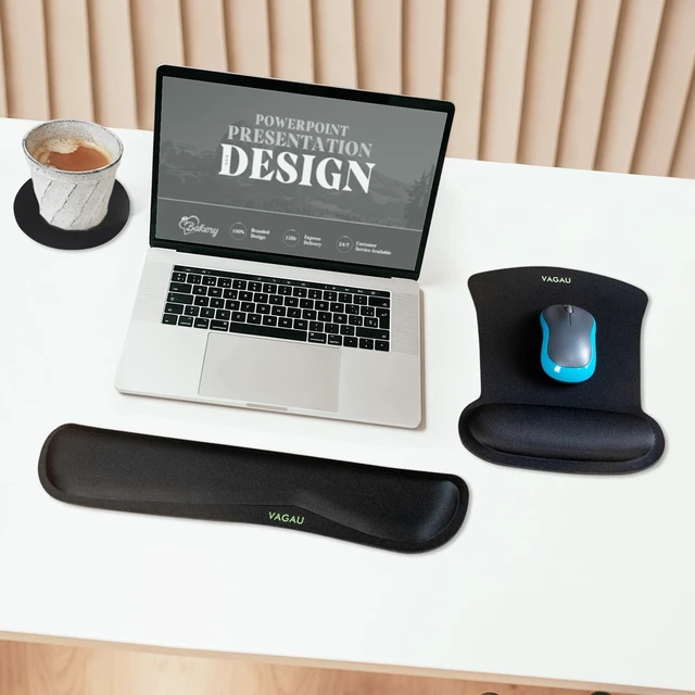 Alt view image 2 of 7 - Premium Keyboard Wrist Rest and Mouse Pad Wrist Support Ergonomic Memory Foam Set for Office, Laptop, Mac, Computer and Gaming, Comfortable Typing &Wrist Pain Relief
