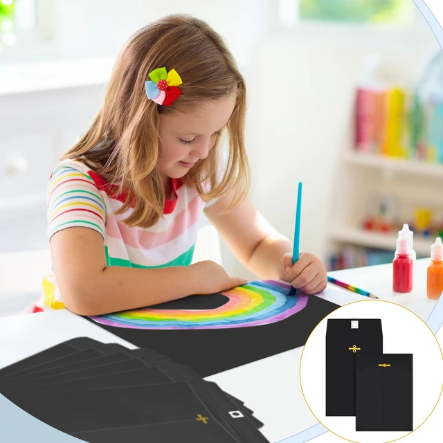 Alt view image 7 of 7 - 200 Pcs 5 x 7 Inch Clasp Manilla Envelopes, Small Colored Kraft Envelopes with Gummed Clasp Closure for Weddings, Invitations, Greeting Cards, Mailing, Storing, Home Office Business (Black)
