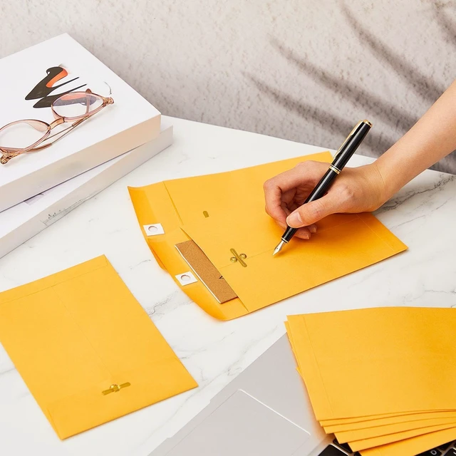 Alt view image 4 of 6 - 200 Pcs 5 x 7 Inch Clasp Manilla Envelopes, Small Colored Kraft Envelopes with Gummed Clasp Closure for Weddings, Invitations, Greeting Cards, Mailing, Storing, Home Office Business (Yellow)