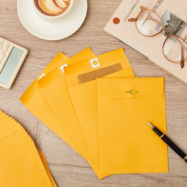 Alt view image 5 of 6 - 200 Pcs 5 x 7 Inch Clasp Manilla Envelopes, Small Colored Kraft Envelopes with Gummed Clasp Closure for Weddings, Invitations, Greeting Cards, Mailing, Storing, Home Office Business (Yellow)