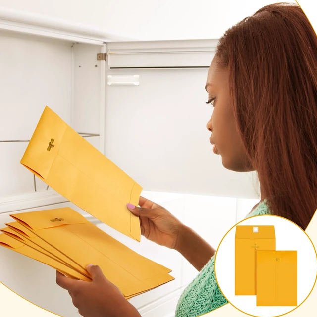 Alt view image 6 of 6 - 200 Pcs 5 x 7 Inch Clasp Manilla Envelopes, Small Colored Kraft Envelopes with Gummed Clasp Closure for Weddings, Invitations, Greeting Cards, Mailing, Storing, Home Office Business (Yellow)