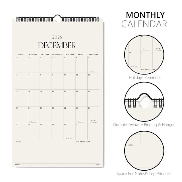 Alt view image 3 of 7 - Wall Calendar 2026-2027, Academic Monthly Wall Calendar 11"x 17" 17 Months Large Wall Calendar From August 2026 to December 2027 for Home and Office, Easy Planning, Gift for the Holidays