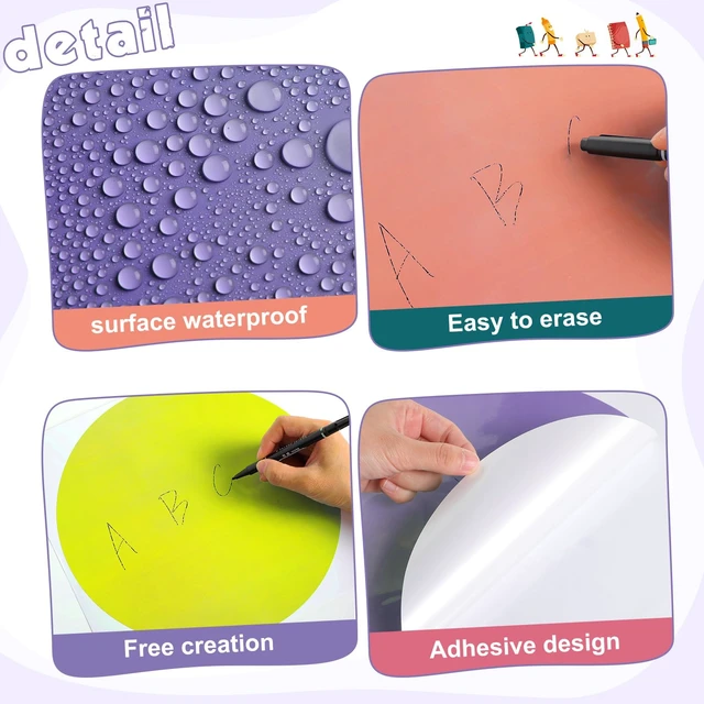 Alt view image 3 of 7 - 24 Pack Colorful Dry Erase Dots Circle Spot for Classroom, Retro Colors 10.5 Inch, Table Removable Vinyl Desktop Stickers Spots Wall Decals, for 100th Day of School Teacher Students Home