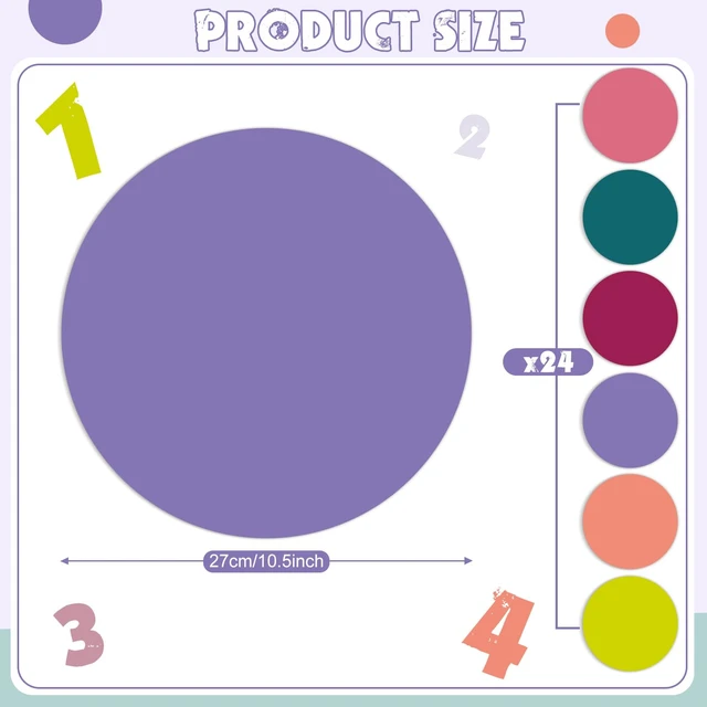 Alt view image 2 of 7 - 24 Pack Colorful Dry Erase Dots Circle Spot for Classroom, Retro Colors 10.5 Inch, Table Removable Vinyl Desktop Stickers Spots Wall Decals, for 100th Day of School Teacher Students Home