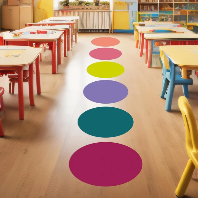 Alt view image 6 of 7 - 24 Pack Colorful Dry Erase Dots Circle Spot for Classroom, Retro Colors 10.5 Inch, Table Removable Vinyl Desktop Stickers Spots Wall Decals, for 100th Day of School Teacher Students Home