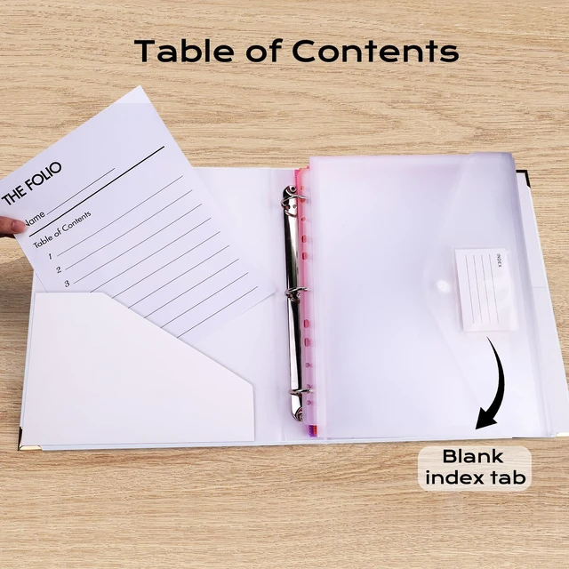 Alt view image 6 of 7 - Important Document Organizer 3 Ring Linen Binders Folio File Folders Beige Expanding Storage Holder with Gold-foiled Hardcover, 9 Pockets & Labels for A4, Letter Size Papers, Home & Office