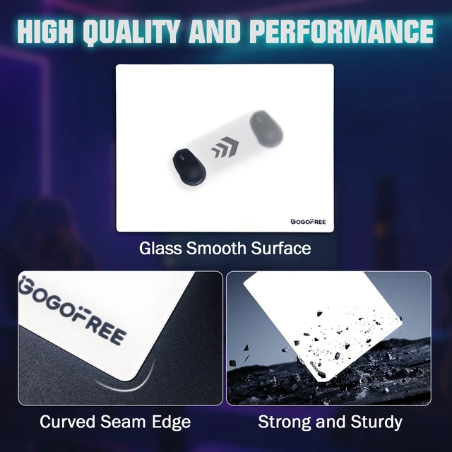 Alt view image 6 of 7 - Glass Mousepad with Hard Surface for Gaming, Ultra Smooth Mouse Mat, Water-Resistant Large Mouse Pad Precision Speed Control for Esport Games/Office, White XL(15.7×19.6)