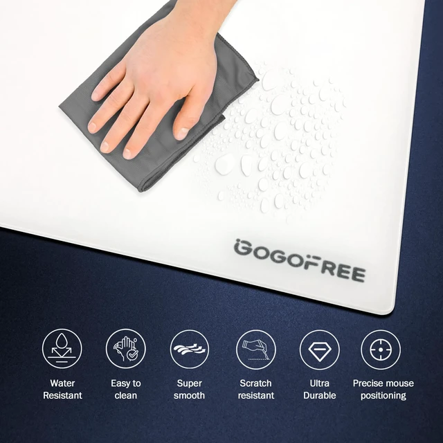 Alt view image 7 of 7 - Glass Mousepad with Hard Surface for Gaming, Ultra Smooth Mouse Mat, Water-Resistant Large Mouse Pad Precision Speed Control for Esport Games/Office, White XL(15.7×19.6)