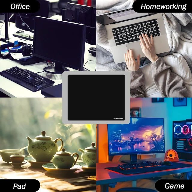 Alt view image 5 of 7 - Glass Mousepad with Hard Surface for Gaming, Ultra Smooth Mouse Mat, Water-Resistant Large Mouse Pad Precision Speed Control for Esport Games/Office, Black XL(15.7×19.6)