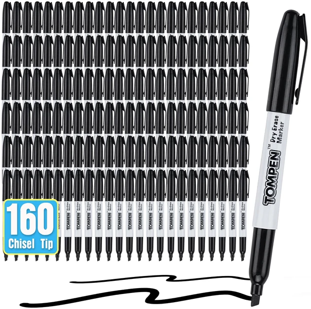 Main image of Dry Erase Markers Black Bulk,160 Pack Chisel Tip,Back to School Erasable White Boards Marker with Low Odor Ink Quick-Drying for Calendar Office Home School Writing Planning,Teacher Supplies