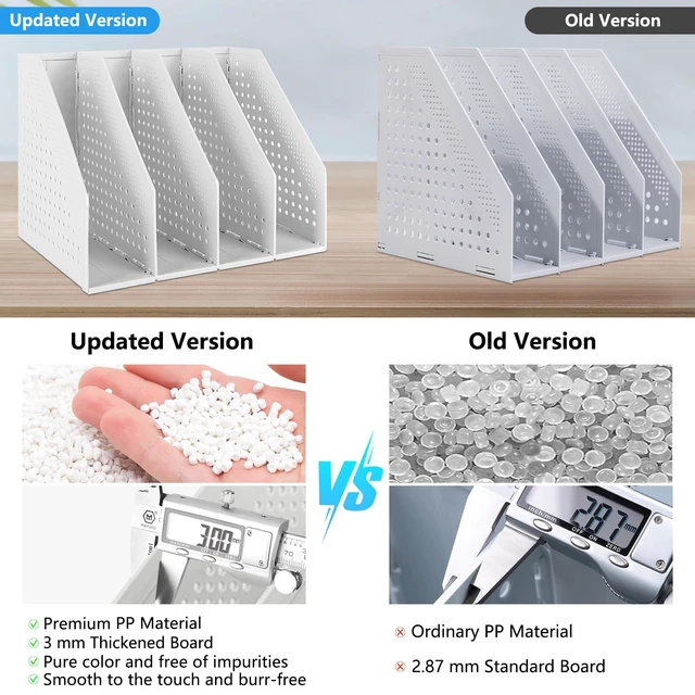 Alt view image 5 of 7 - Collapsible Magazine Holder Plastic Desktop 4 Compartment File Desk Magazine Organizer Vertical File Divider Sorter Storage Document Organizer for Office Home School Gray