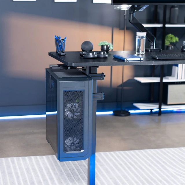 Alt view image 7 of 7 - Black Clamp-on Desk Leg Large PC Mount, Mount-PCLC1 7.8-12.8 in Wide Adjustable Computer Mount, Under Desk CPU Case Machine Holder with Tool-Free Installation, Holds 44 lbs