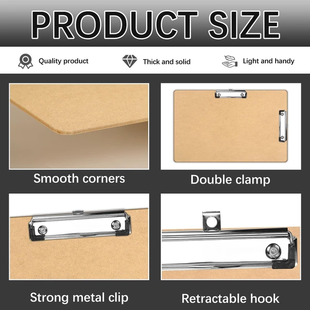 Alt view image 3 of 6 - 6 PCS Extra Large 11x17 Clipboard, Wood Cleats with Low Profile Clips for Drawing, Sketching, and Art Boards, Horizontal Wood Lapping, Landscape Layout (3Mm Thickness)