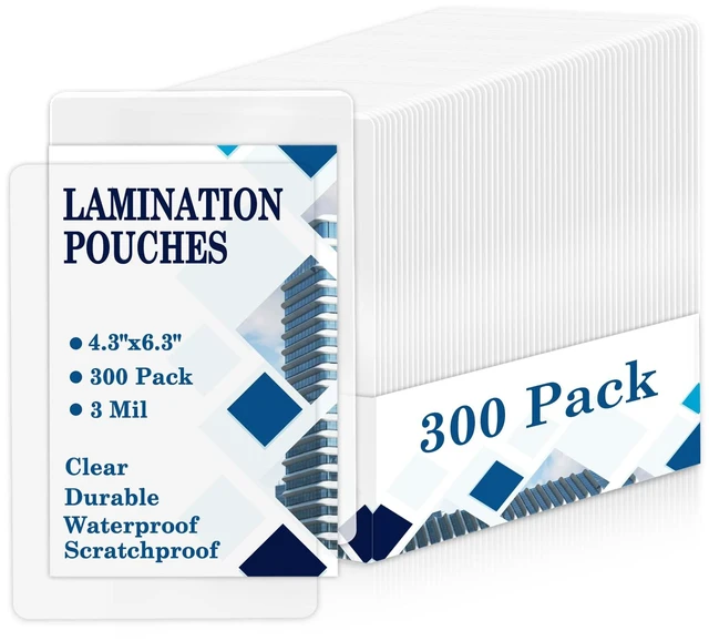 Main image of 300 Pack 3 mil Thermal Laminating Pouches 4x6 Photo Size Sleeves File Card Laminate Pouches Lamination Pouches Recipe Card Laminating Pouches for Permits Index Flash Cards
