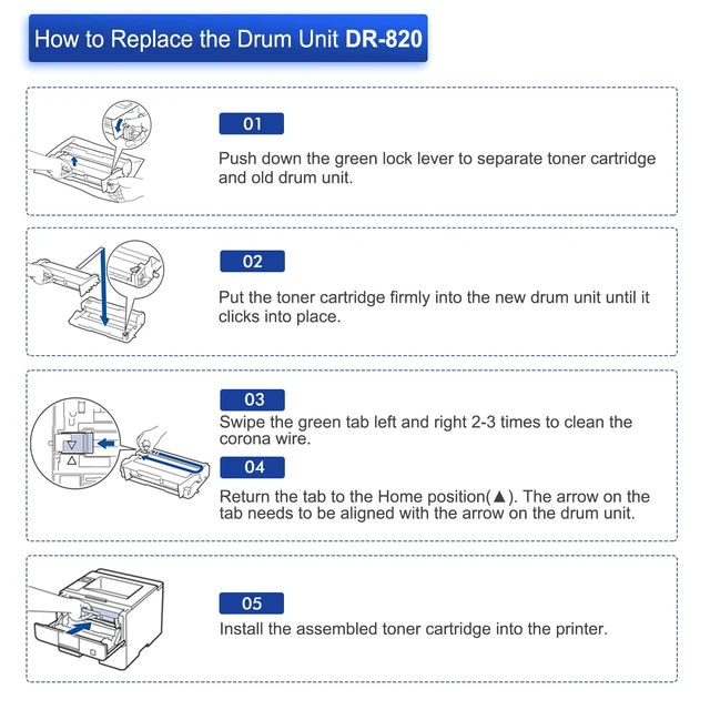 Alt view image 4 of 7 - DR820 DR 820 for Brother DR-820 Drum Unit (Not) HL-L6200DW Printer Compatible for Brother DR820 HL-L6200DW Drum Unit MFC-L5850DW MFC-L5900DW MFC-L5700DW HL-L5200DW L6200DW Printer Black 2 Pack