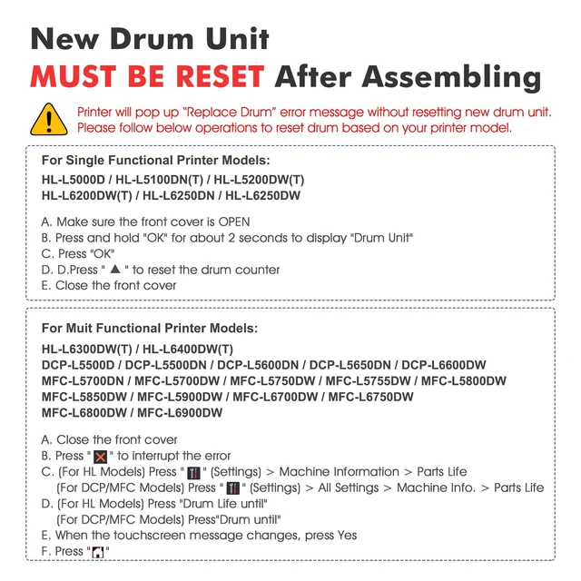 Alt view image 5 of 7 - DR820 DR 820 for Brother DR-820 Drum Unit (Not) HL-L6200DW Printer Compatible for Brother DR820 HL-L6200DW Drum Unit MFC-L5850DW MFC-L5900DW MFC-L5700DW HL-L5200DW L6200DW Printer Black 2 Pack
