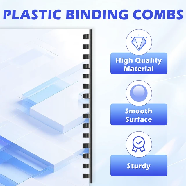 Alt view image 3 of 7 - 50 Pack19 Ring Plastic Binding Combs, 1 Inch Diameter,200 Sheet Capacity, Letter Size, Black Comb Binding Spines
