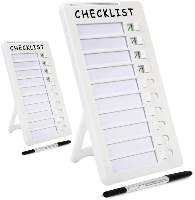 Main image of 2pcs Dry Erase Chore Chart for Kids, Standable Whiteboard Checklist Board Routine Chart with Two Markers, Standable